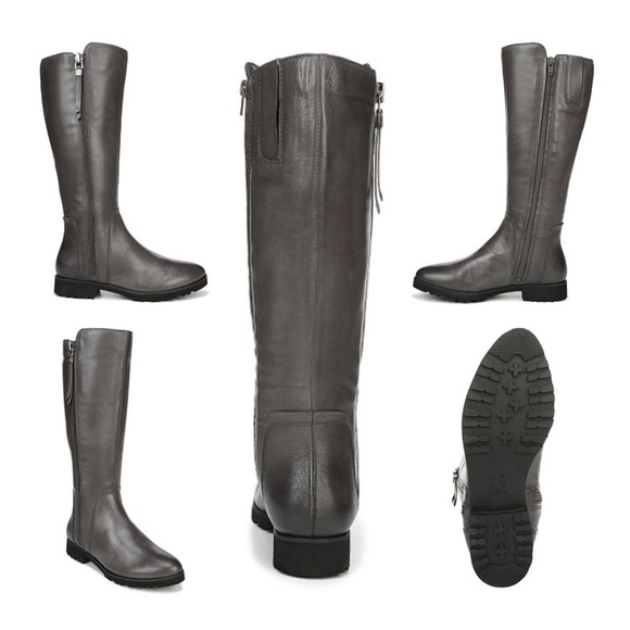 Naturalizer gael dark grey wide calf leather boots - Picture 2 of 16